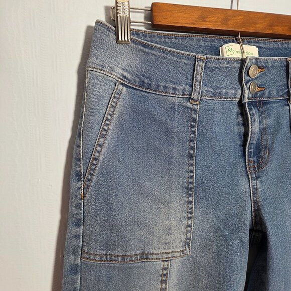 Celebrity Pink Regeneration 9/29 Light Wash Denim Blue Cargo Bootcut Jeans(Flaw) - Picture 3 of 13